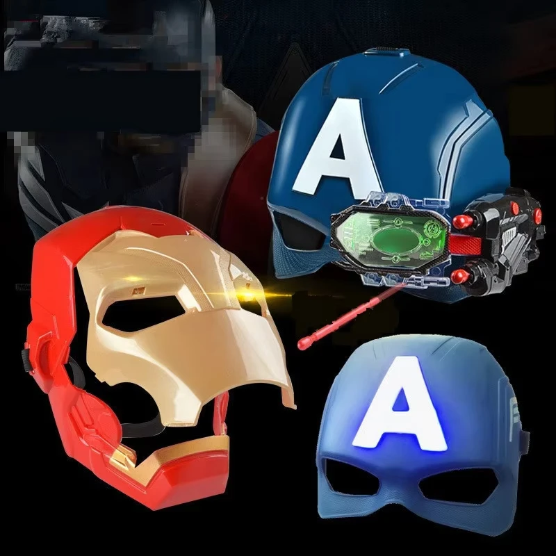 Iron Man Helmet Captain America Mask Mask Launcher Figure Figure Soft Bullets Light-Emiting Mask Creative Cosplay Prop Kids Gift