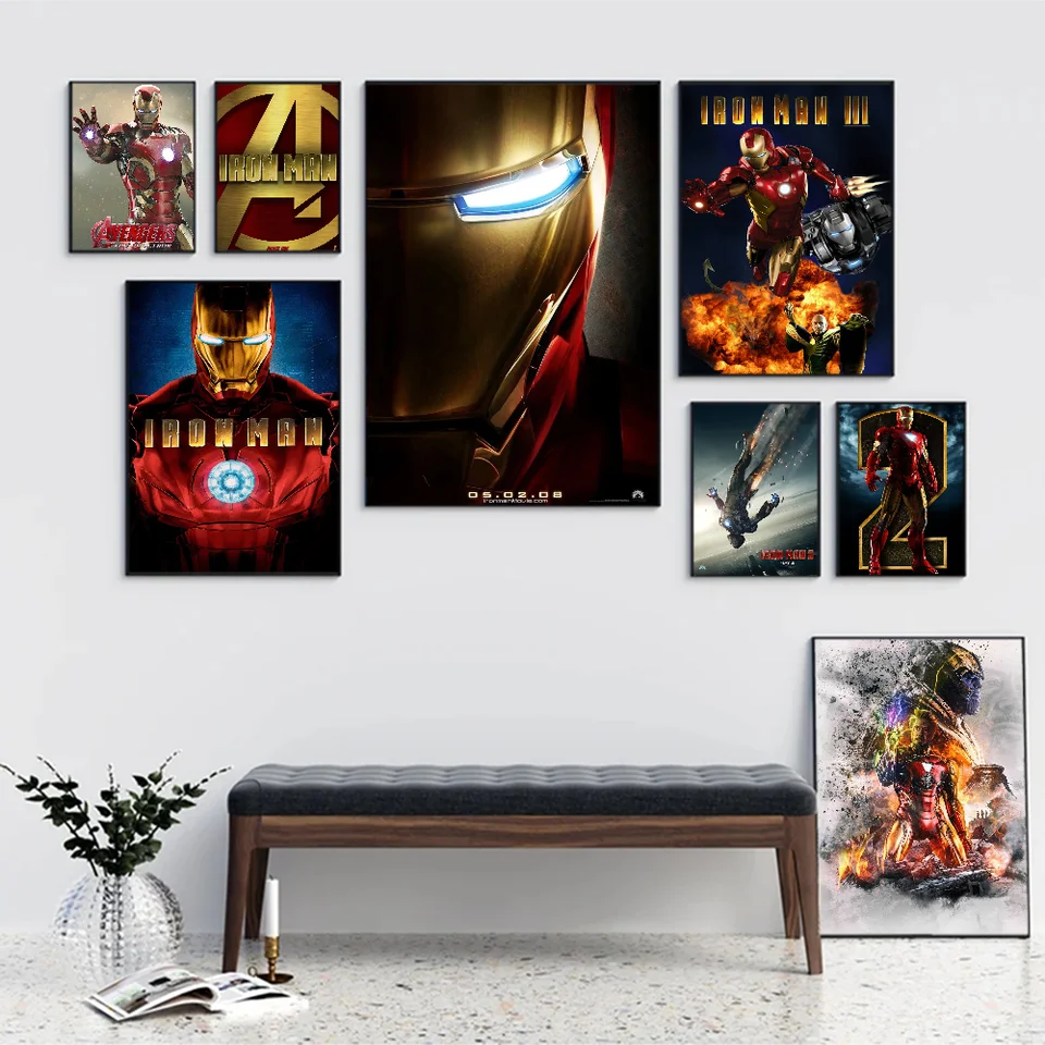 Iron Man M-Marvel Self-pasívny umelecký plagát Whitepaper tlače plagáty umelecké dielo estetické umenie nástenné maľovanie