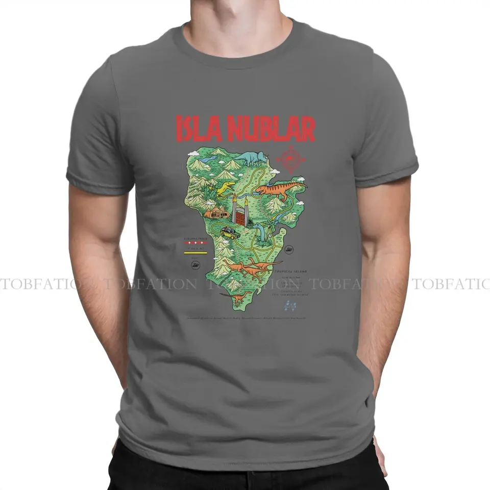 Isla neblar retro tropická dinosaurová mapa Grafické tričko Jurassic Park JP Tlap