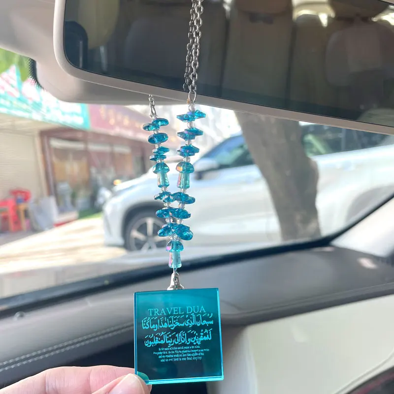 ISLAM Blue Crystal Beads Cestovné dua arabské spätné zrkadlo visiace auto závesný automobil