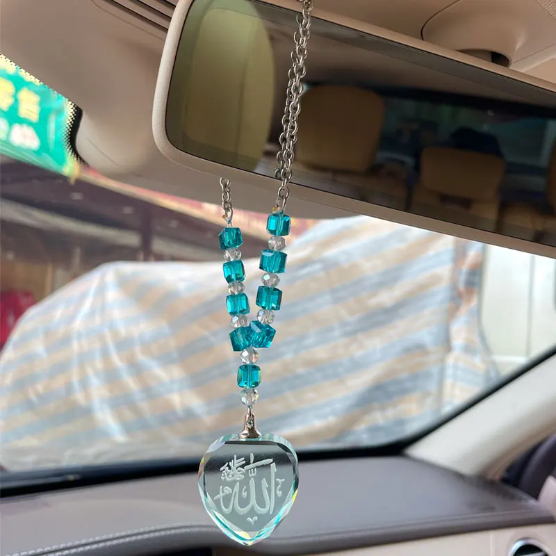 Islam modré korálky Alah Crystal Car Hanging Car prívesok