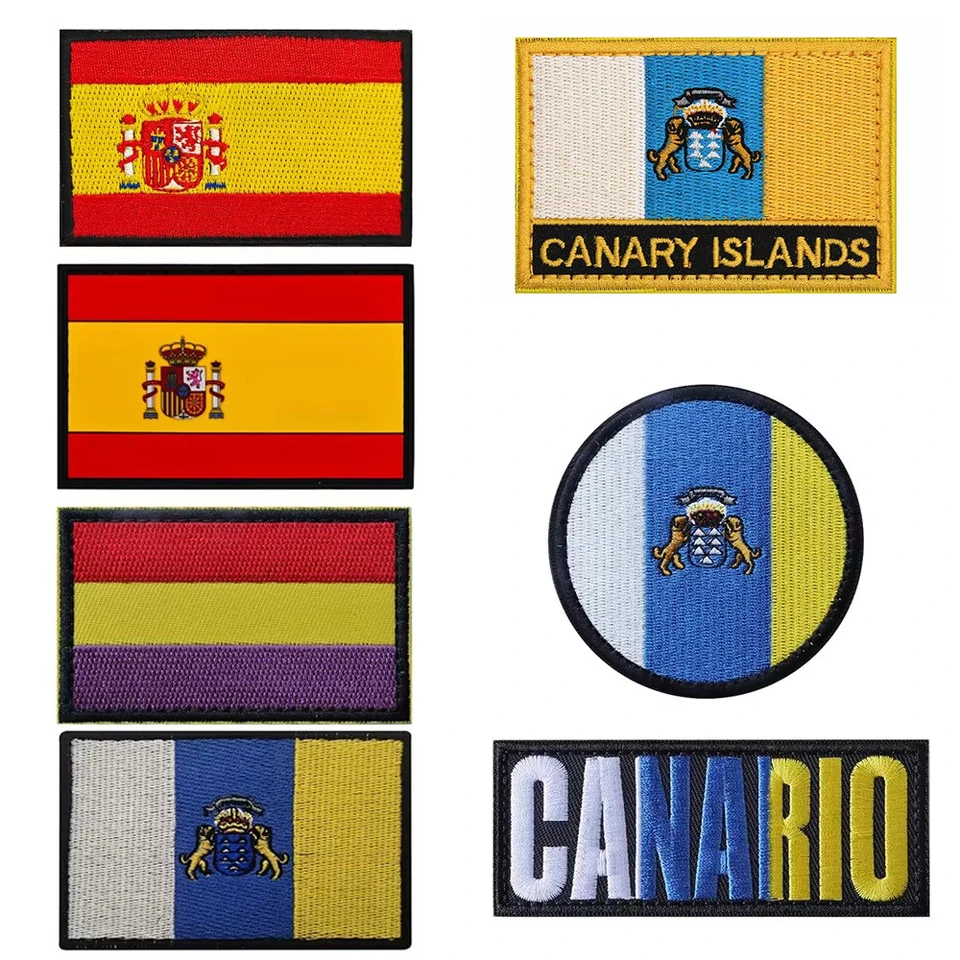 Islas Canarias Vyšívané vlajky Patch použité na oblečenie oblečenie Kanárske ostrovy Španielsko Vlajku Znak na rameno španielske odznaky