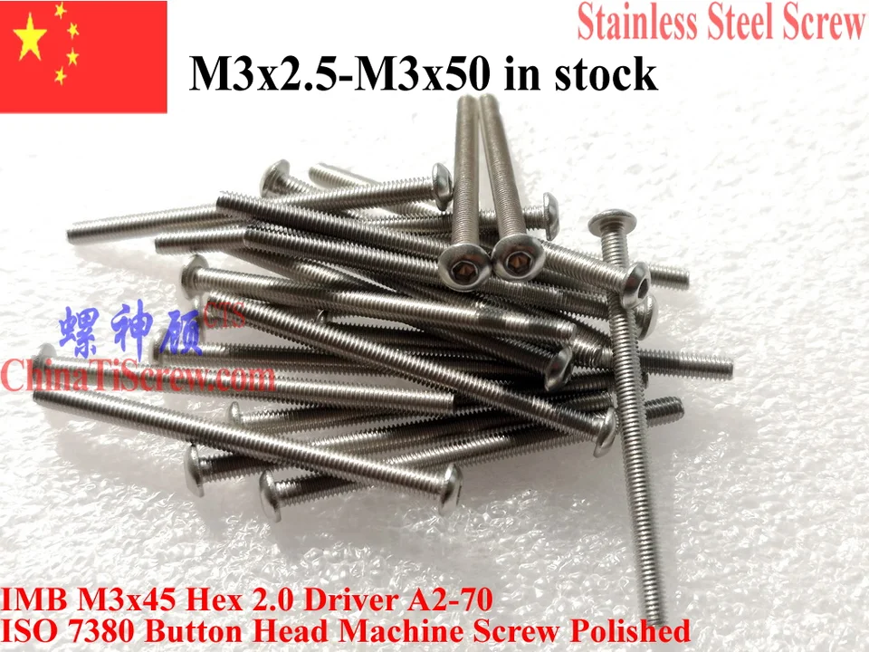 ISO 7380 Nerezová oceľ M3 skrutky M3x4 M3x50 M3x5 M3x45 M3x6 M3x8 M3x10 M3x12 M3x14 M3x16 M3x18 HEX HEX HEX HEX HEX HEX 50 PCS