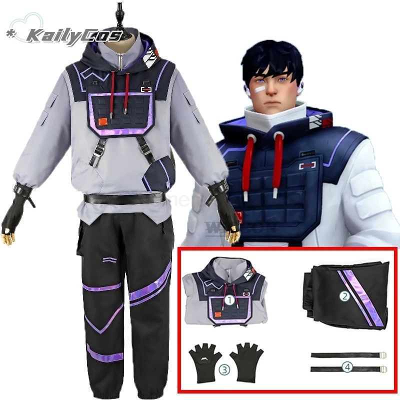 ISO Cosplay Game Valerant Costume Cos Game s kapucňou mikiny nohavice Top Uniform Accessories Halloween vianočný karneval oblek