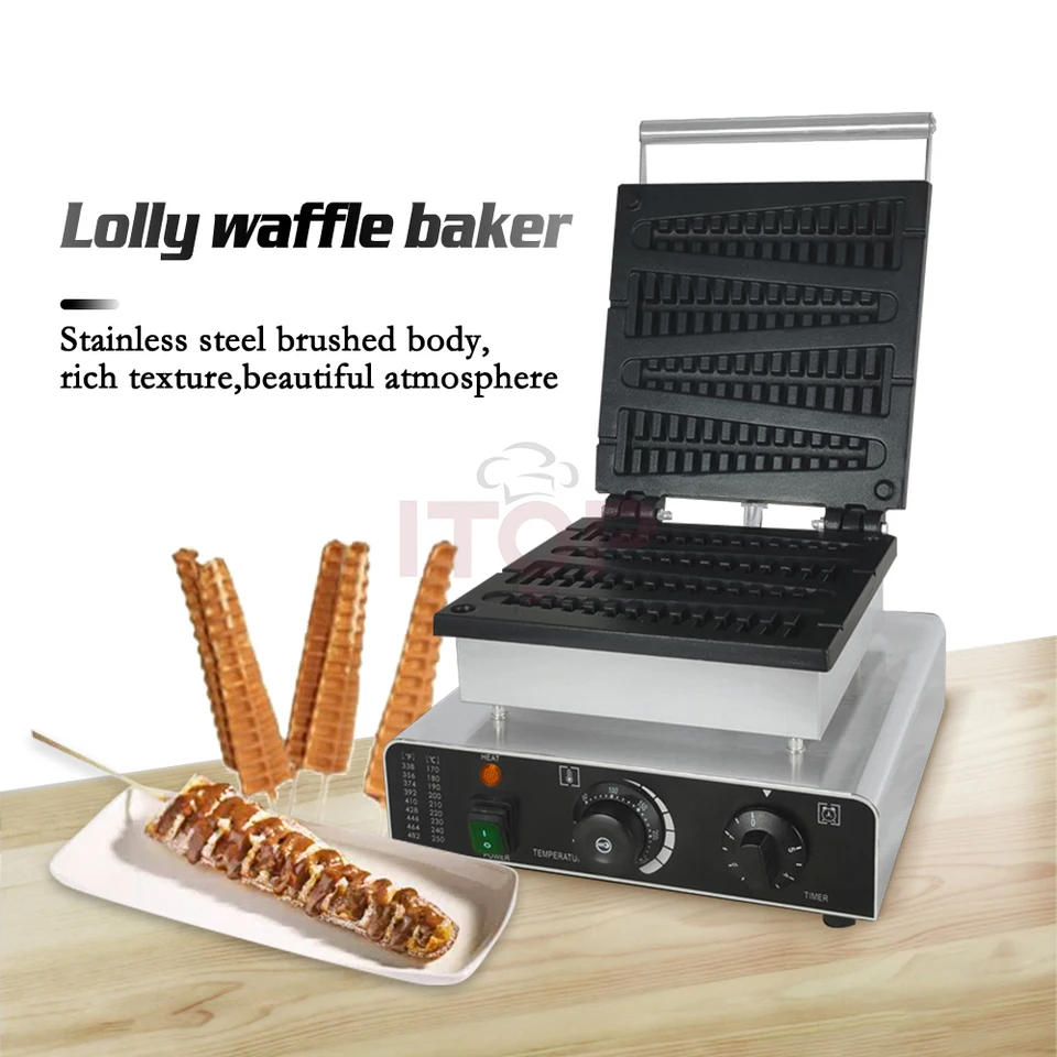 ITOP 2208 Elektrický výrobca vaflových výrobcov borovicových stromov pleseň Waffle Pancake Maker Waffle Stick Machine Iron Cast Non Stick Pan 110V 220V