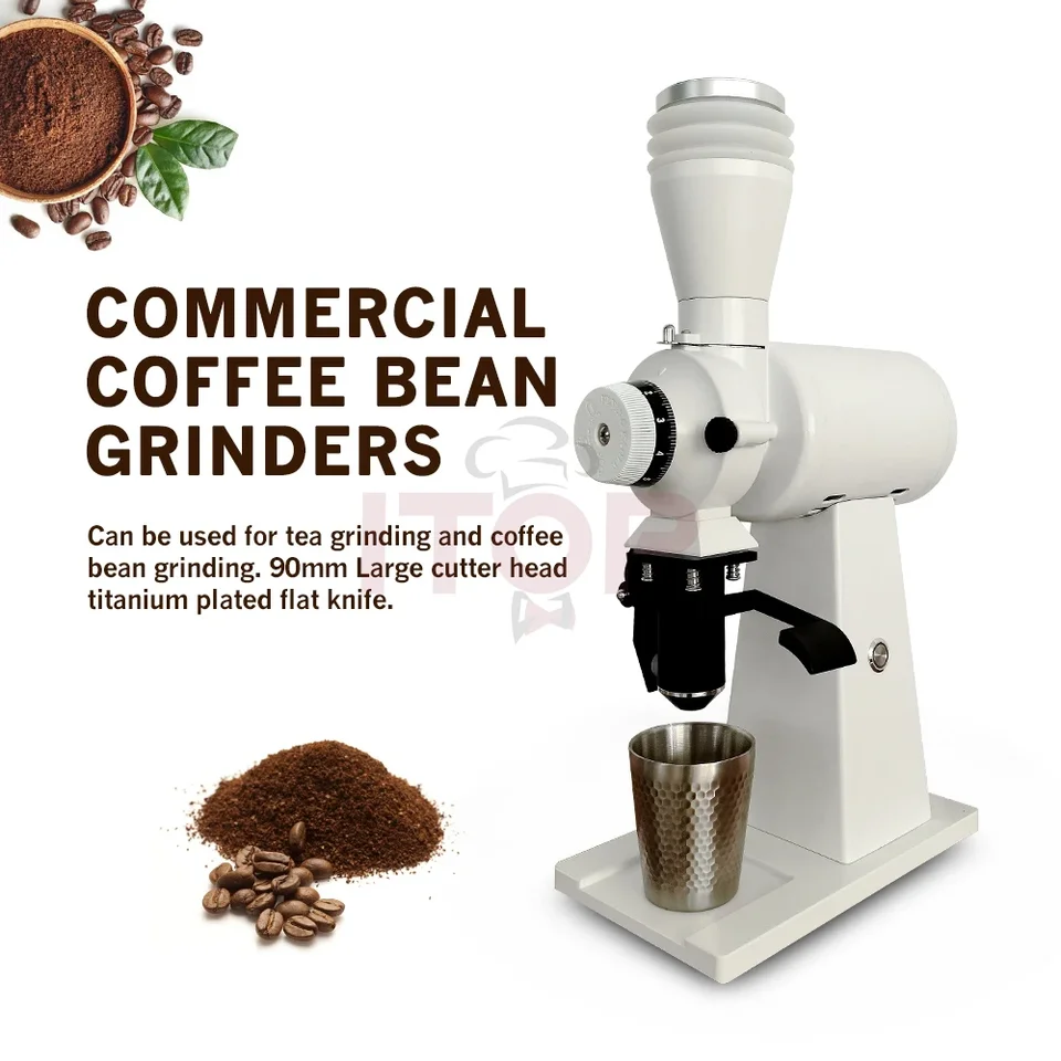 ITOP 90 mm mlynčeka kávovej mlynčeka zvýšená titánová plochá Burr a DC Motor Espresso Bean Mill 110V 220V IT-CG-10G