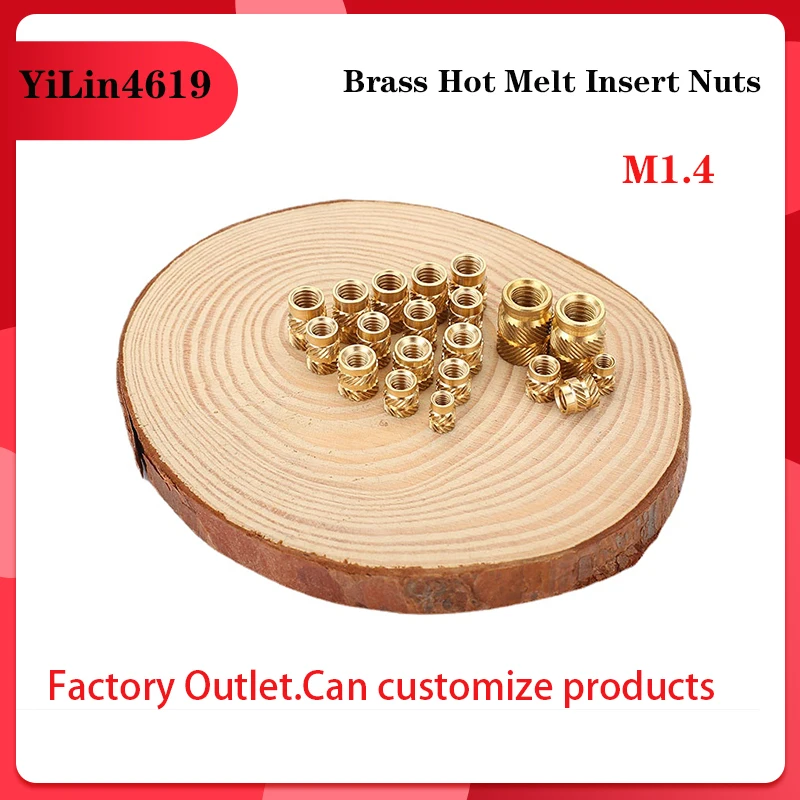 IUTB M1.4 HORKÉ HOLOTNÉ OTVORENIE METS HELNOVANIE Vyhrievacie lištové meď Vložky Nut Double Twill Knulled Vstrekovacia mosadzná matica 100 pcs