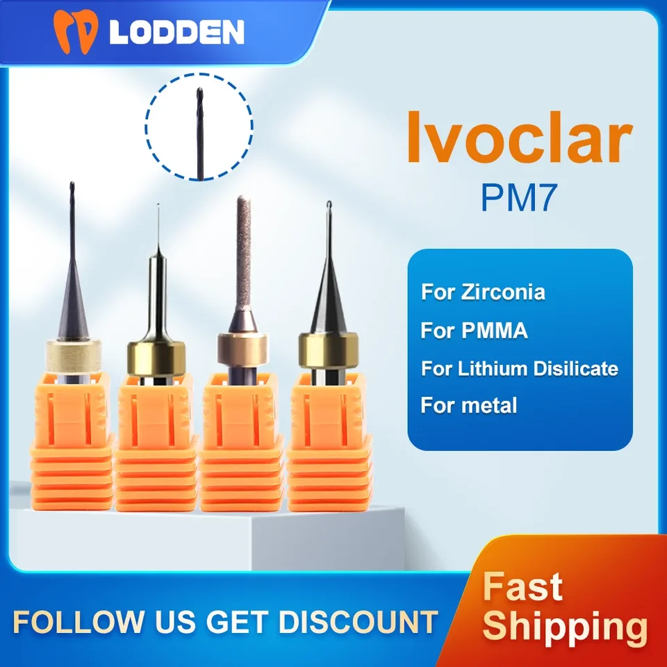 IVOCLAR PM7 PM7 DENTÁLNE MINKING BURS pre zirkónia lítiový disilikát kov PMMA Zubné materiály D6 CAD CAM DC CUTTER BRINDING NÁKLADY