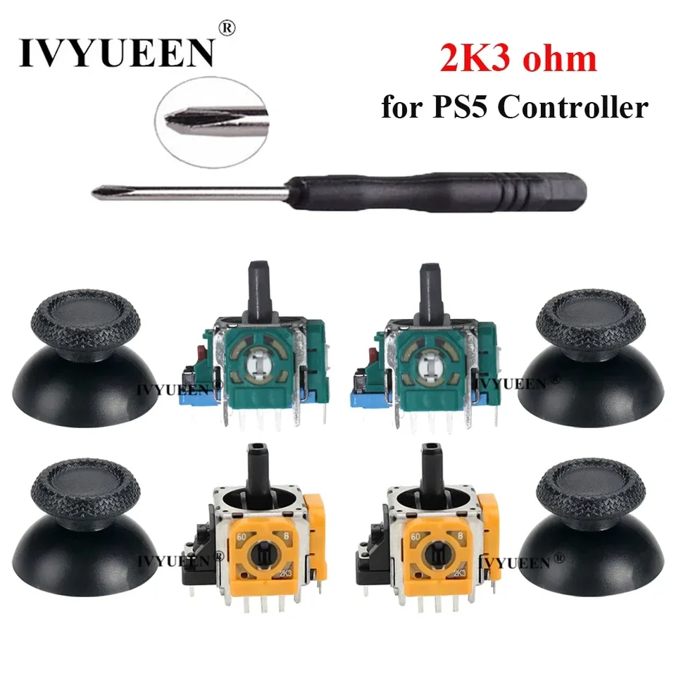 Ivyueen 2 sady pre PlayStation 5 PS5 Controller 3D Analog Stick Sensor Modul Potentiometer s palubnými čiapkami pre dualsense