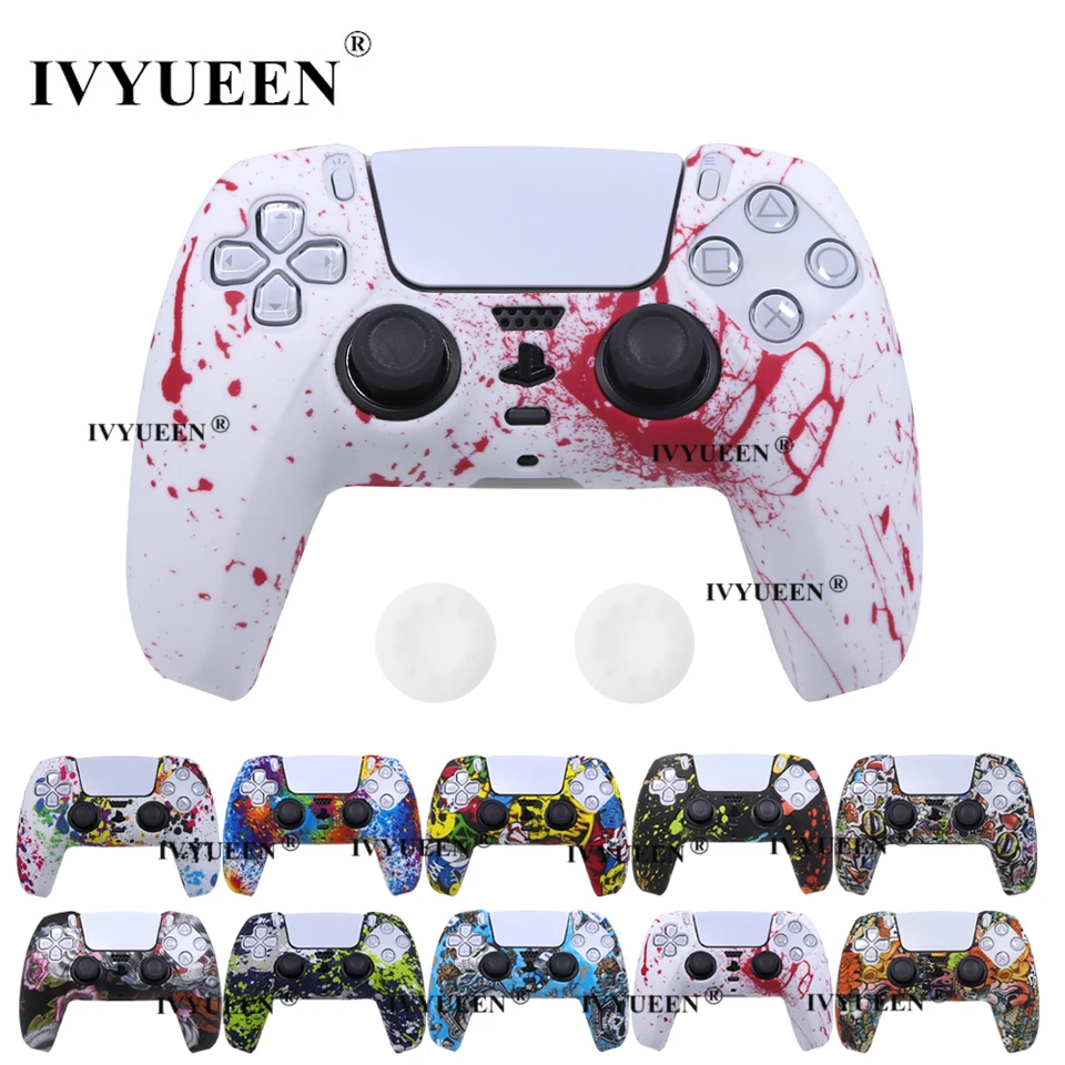 Ivyueen pre DualSense Wireless Controller Silikone Case pre ochrannú pokožku PS5 s analógovými palubnými úchytkami Caps