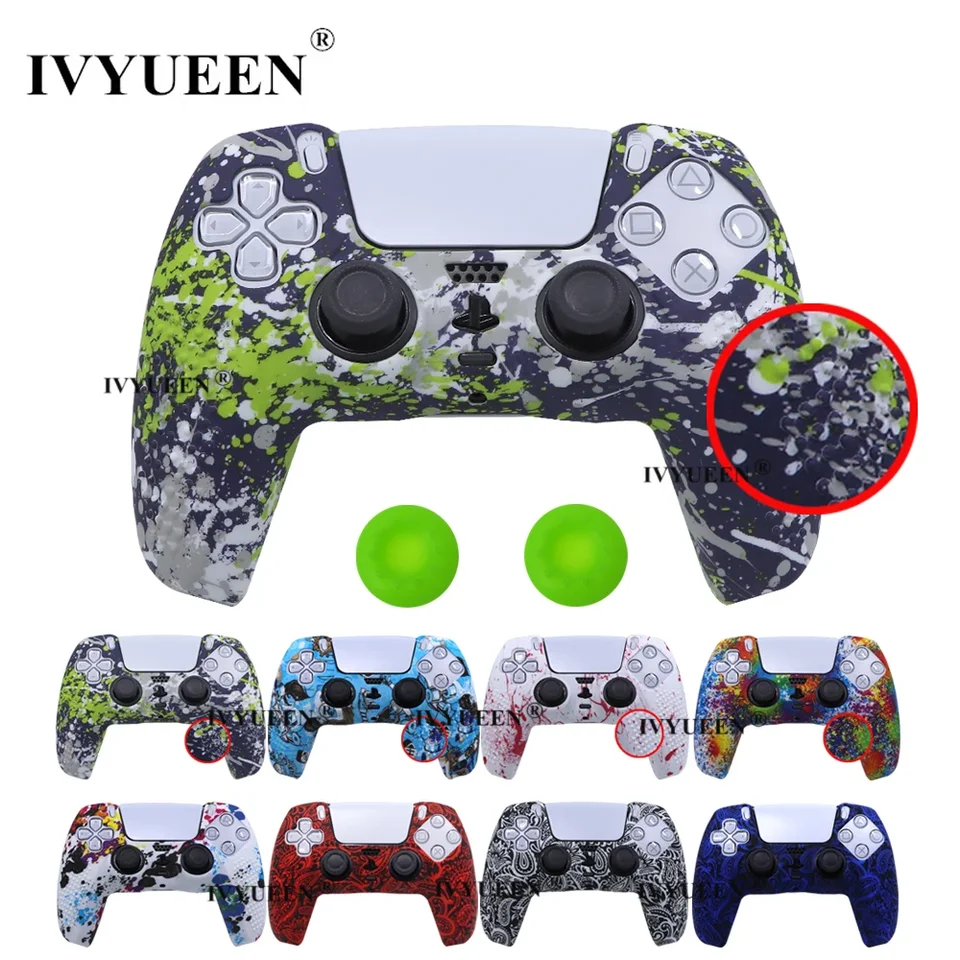 Ivyueen pre PlayStation 5 PS5 Controller Hodded Edition Ochranná pokožka pre dualsense prenos vody Tlač Silikónu
