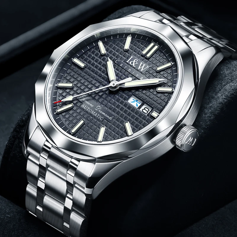 IW Luxury Brand 100m vodotesné automatické hodinky Men volfrámový oceľový ráme