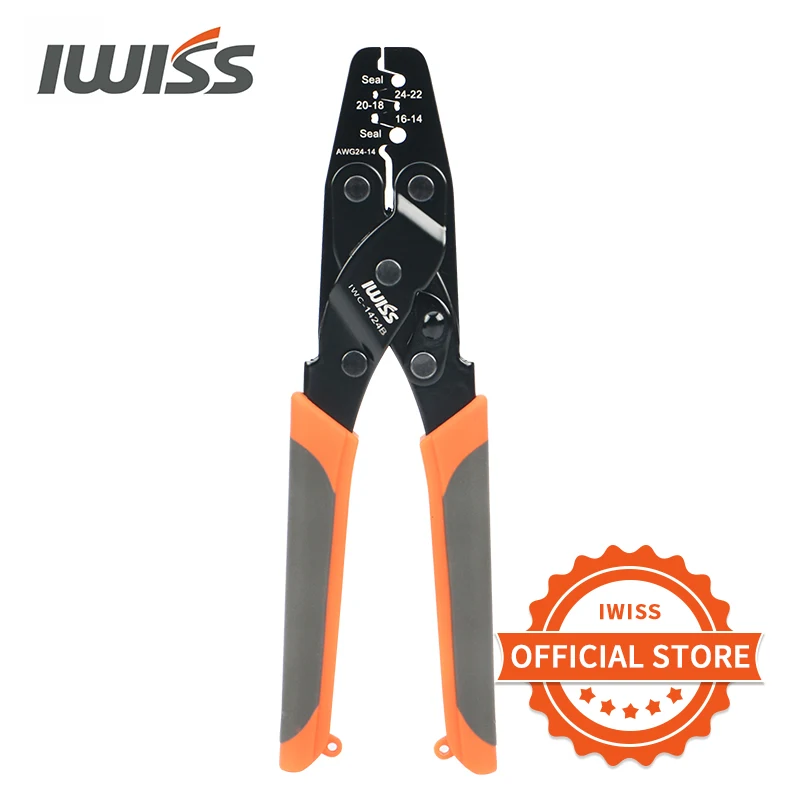 Iwiss non izolovaný otvorený hlavný terminál Crimp Termal-Wire Crimper Plier pre Molex, Delphi, Amp/Tyco, Harley, PC/Computer 24-14awg