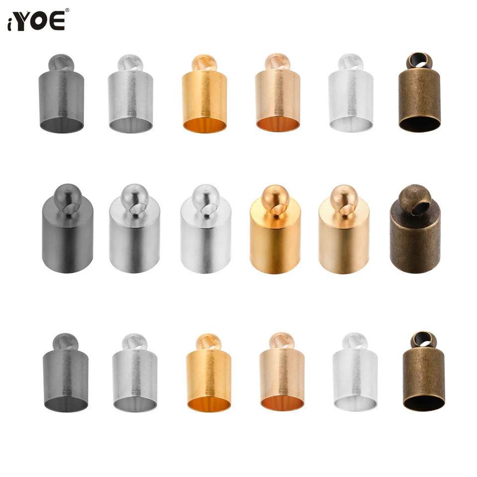 Iyoe 50ks/šarža guľaté koncové čiapky 2 3 4 5 6 7 8 9 9 mm Crim Crimp End Capper Cap Connect pre šperky na výrobu náramkov
