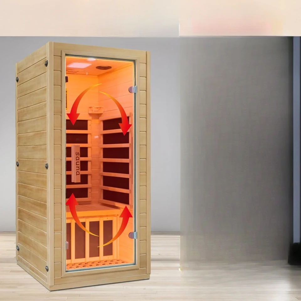 Izba infračervenej domácej sauny s jednou osobou, hemlock drevené vnútorné suché sauna, nízka elektromotívna sila LCD Ovládací panel Infračerv
