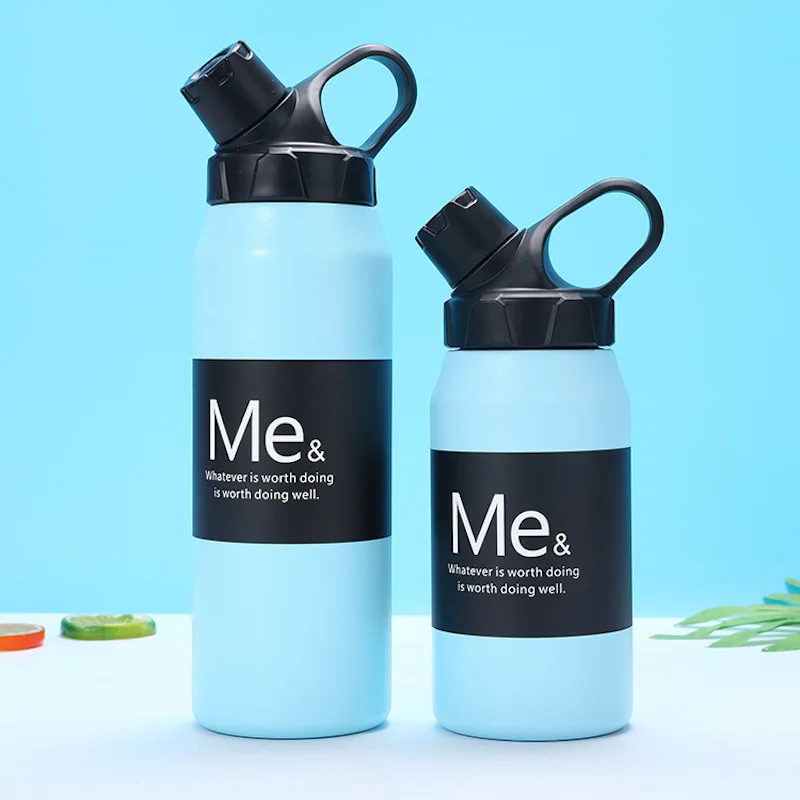 Izolovaná z nehrdzavejúcej ocele Thermos Cup Hot and Cold Šport kovová kovová fľaša s dvom