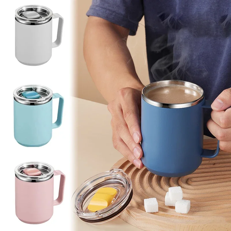 Izolovaný hrnček na kávu s rukovlnou pery z nehrdzavejúcej ocele s dvojitou stenou Thermal Coffee Thermos Termos Tea Cups Kuchynský náradie pre kanceláriu