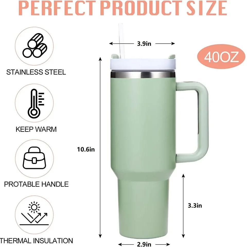 Izolovaný pohárik s Hanlde 1200 ml kovovej z nehrdzavejúcej ocele Vákua prenosná slama šálka Veľký tepelný hrnček na horúcu a studenú kávu