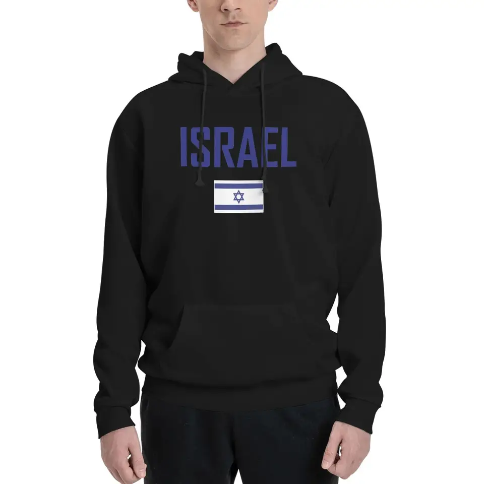 Izraelská vlajka mikina pre mužov Ženy pullover s dlhým rukávom Mikiny s kapucňou s kanga s vreckom Kanga