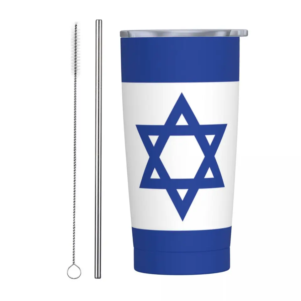 Izraelský národný ISR ​​IL Izraelský vákuový izolovaný tepelný pohár Vákuová banka Office Domáca hrnčeková fľaša s vodou, 20oz
