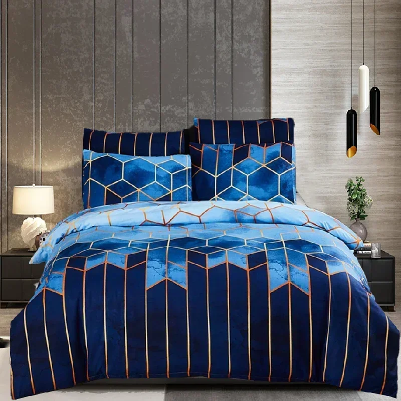 J Geometric Gilt Duvet Cover Set Nordic 240x220 King Veľkosť súpravy posteľných oblastí Dvojitá kráľovná Plaid prikrývky prikrývky vankúš (bez posteľného listu)