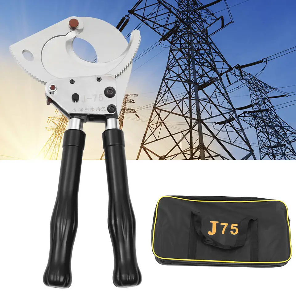 J75 Ratchet Cutter Ratheting Rating Drôtový nástroj pre hliníkový kábel meďnatého