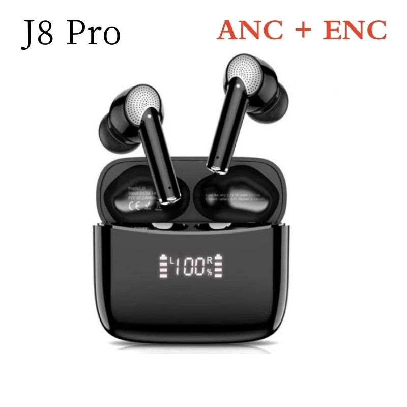 J8 LED ACC ENC ENC bezdrôtové slúchadlá Bluetooth 5.3 Slúchadlá hlboké basové stereofónne slúchadlá s HD MIC IPX7 nepremokavé 40H