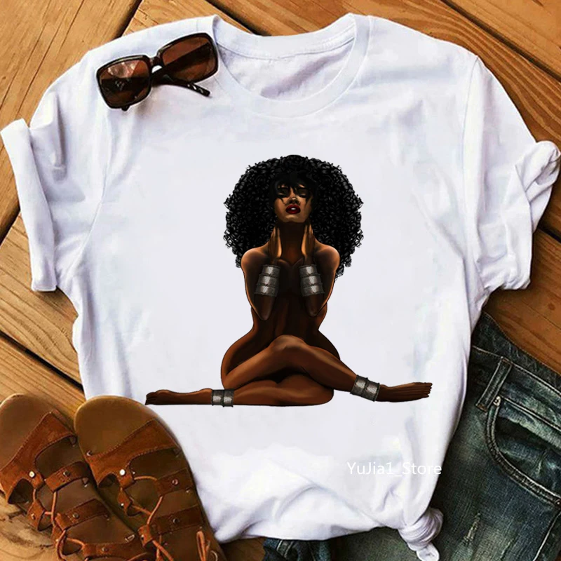 Ja som čierna Afrika America Art Black Dámske tričko Melanín Poppin Tshirt Femme estetické oblečenie Harajuku tričko letné topy Tee Tee