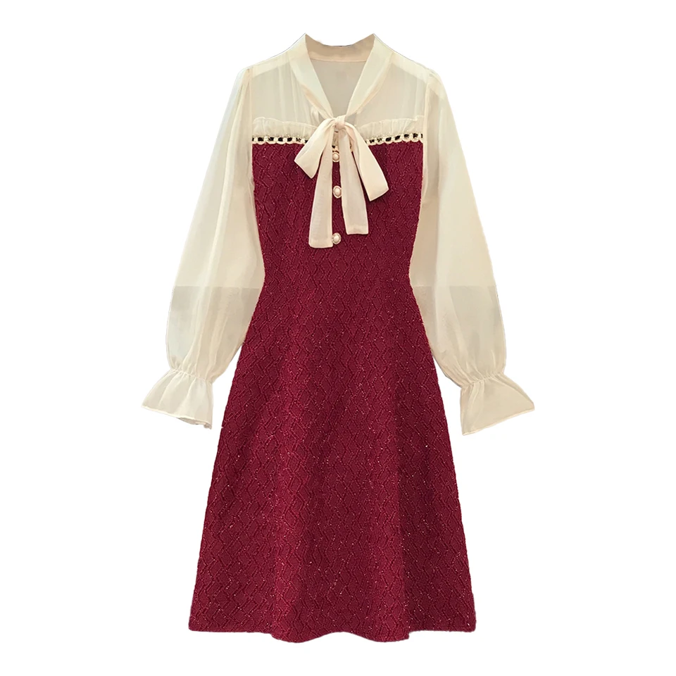 Jacquard Tweed Spring Autunm Dayses Women Chic a Elegant Chiffon Luxury Luxury Party Dayses Festival Festival Oblečenie