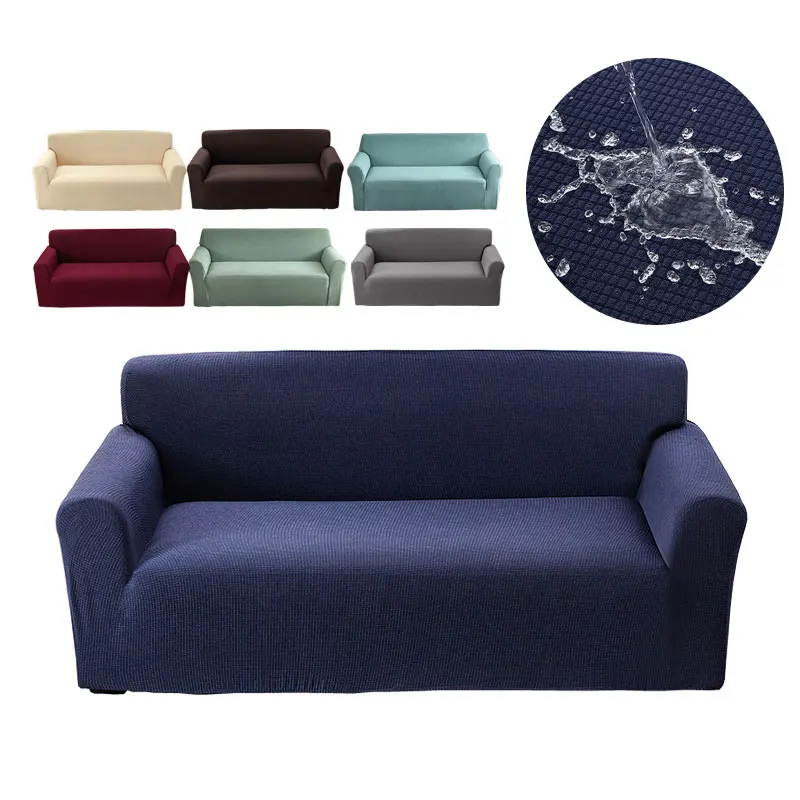 Jacquard Waterproof Sofa Cover pre obývaciu izbu Solid Plain Plain Gouch pre domáce zvieratá a detské kože pohovky elastické slipcovery