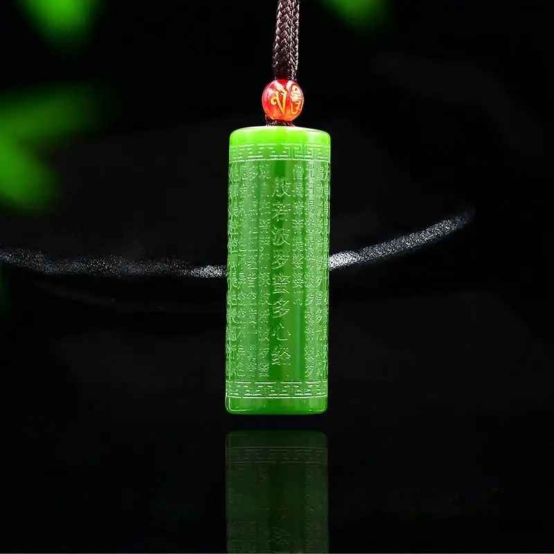 Jade Heart Sutra prívesok Vyrezávaný móda Amulet Budhizmus Darčeky Jadeite šperky prírodné drahokam