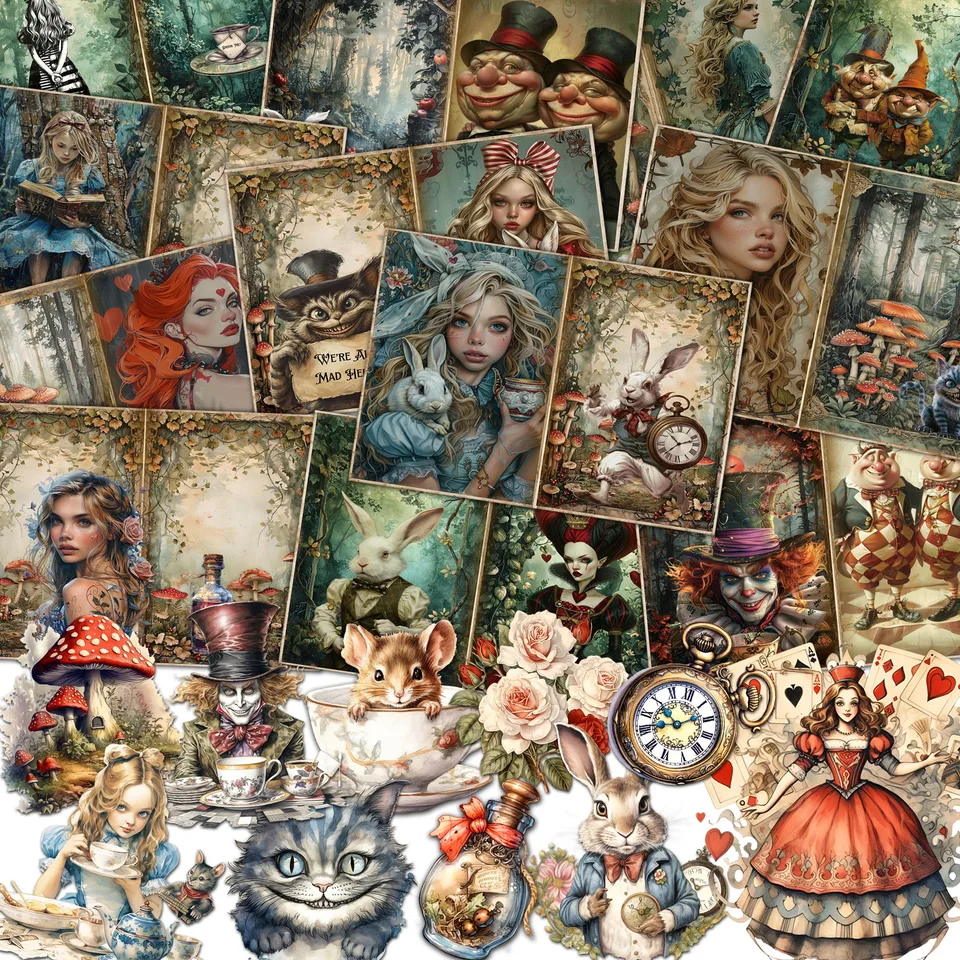 Jaiiman54Pieces Girl Wonderland DIY DeCoration Junk Journals súprav