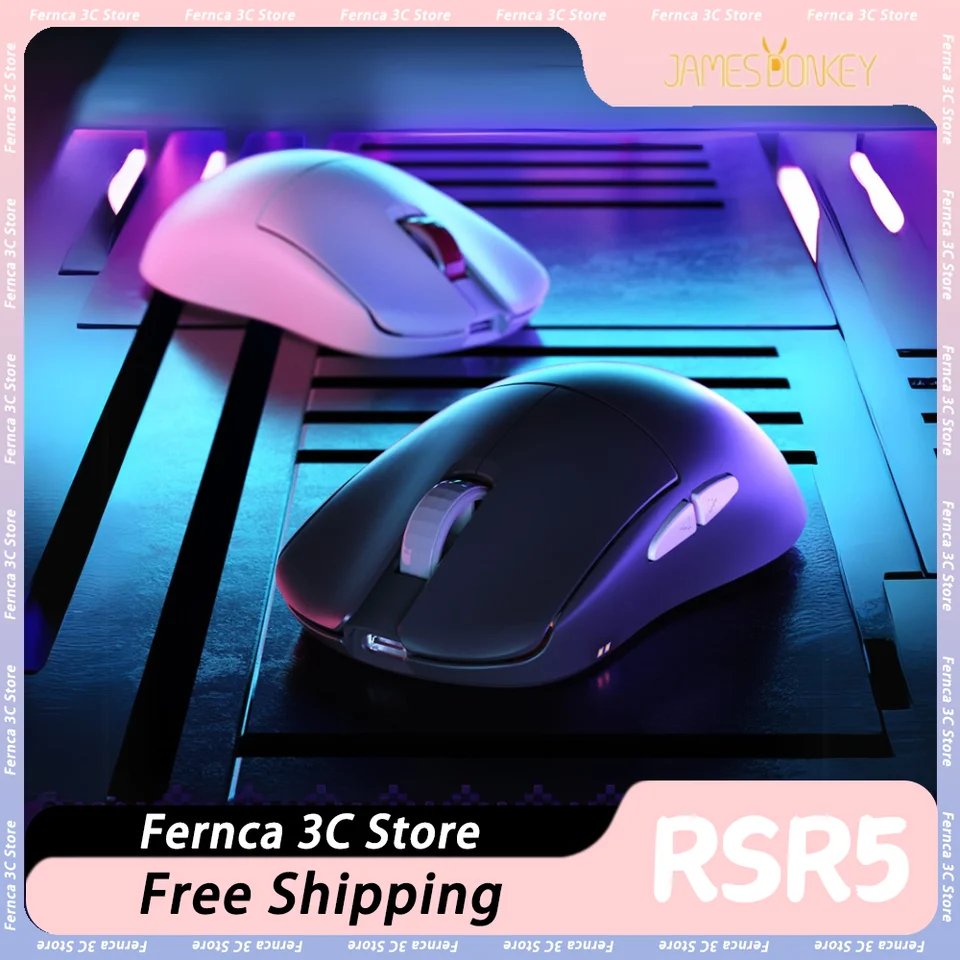 JamesDonkey RSR5 Gaming Mouse myš Paw3395 Senzor Tri-režim bezdrôtového 8K volebnej rýchlosti herná myš PC PC Place Adsessory Prispôsobený darček