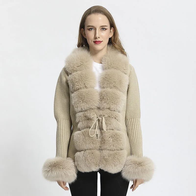 Janefur skutočné kožušinové črepky Women Women 2024 Warm World Cittwear s prírodnou líškou kožušinovou módnou luxusnou elegantnou dámou sveter