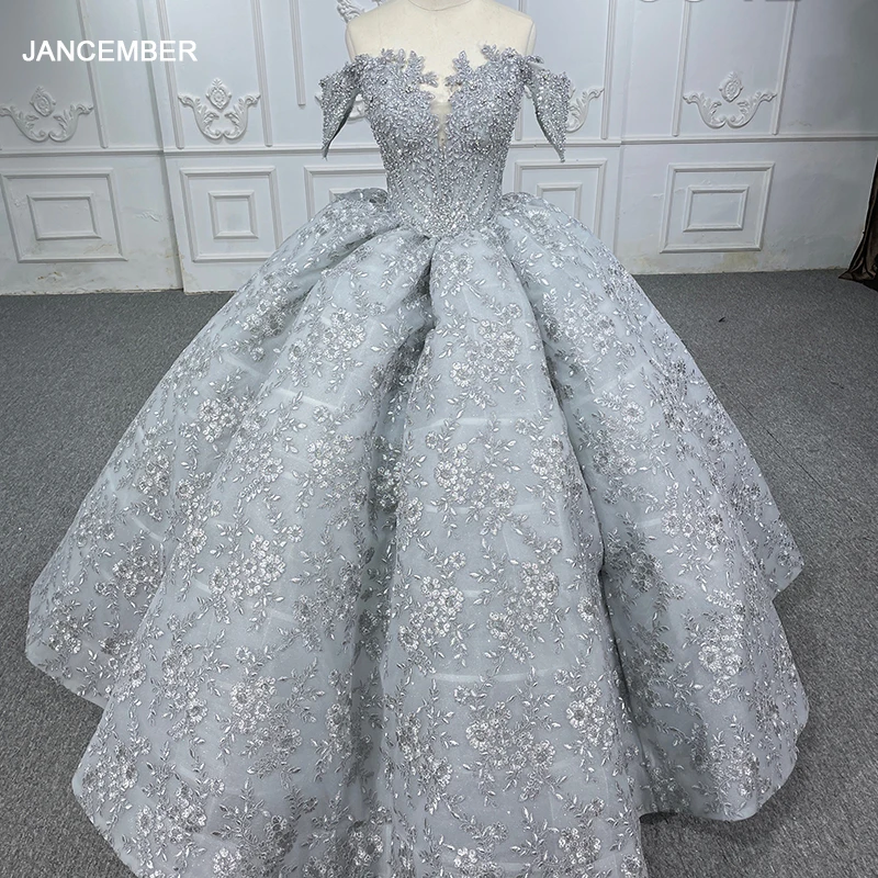 Janember nádherné quinceanera, šaty organza guľové šaty aplikuje 2023 sivé zlatíčko dy6542 Vestido 15 quinceañera bar mitzvah