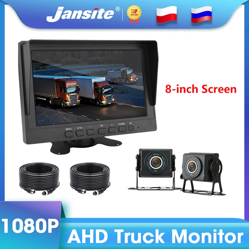Jansite 8-palcový monitor nákladného vozidla 1920*1080 Vysoké definície AHD Truck Starlight Backup Camera Night Vision Reverzný monitor