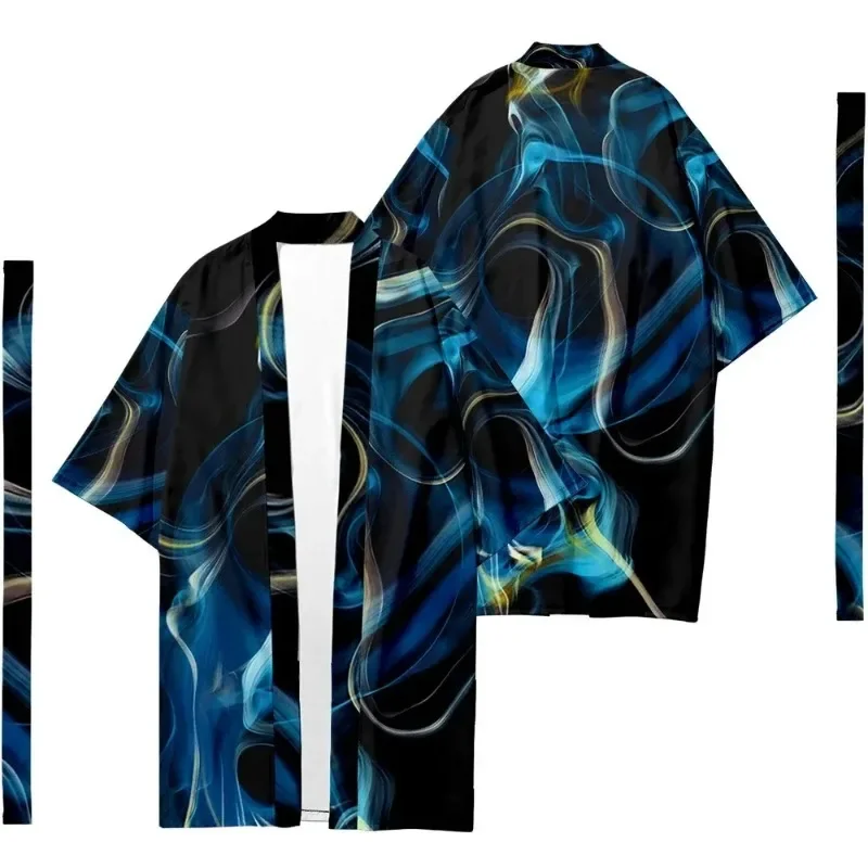 Japonec dlhý kimono mužský kardigan módny módny ženy samurai kimono plameň svetlo vzor kimono košele kostým yukata bunda Yukata