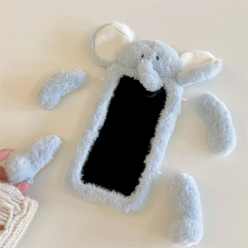 Japonsko a Južná Kórea roztomilý plyšový slon Instagram pre domácich majstrov pre iPhone 16Promax 15Pro 14 13Pro 12 Silikone Kawaii Girl
