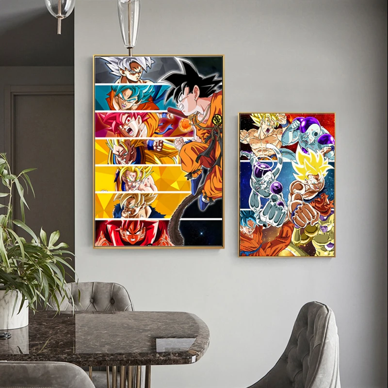 Japonsko Anime Dragon Ball Goku olejomaľba plagát Plagát Domáca spálňa Dragon lopty postavy nástenné umenie maľba