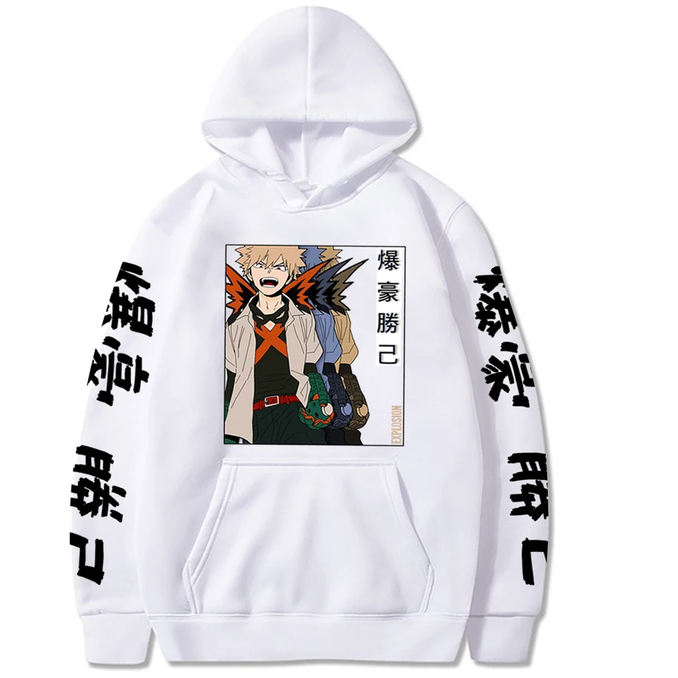 Japonsko Anime My Hero Academia Hoodies Katsuki Bakugo Shoto DeKu Graohic Boku No Hero Academia Cool Nadmerné čierne mikiny