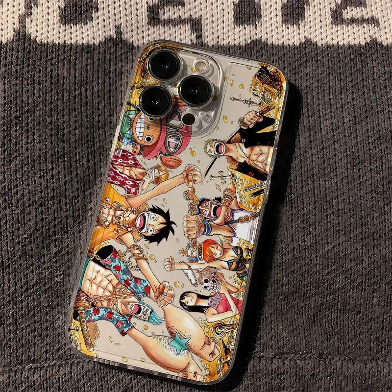 Japonsko Anime O-One Piece Luffy Zoro Clear Soft Pase pre iPhone 15 14 13 12 11 14 Pro Max xs xr 3D karikatúra Roztomilá zadná obálka