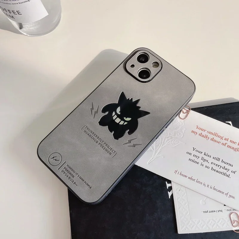 Japonsko Anime Pocket Monsters Pokémon Gengar Leather Laser Telefón puzdro pre iPhone 16 15 14 13 12 11 Pro Max