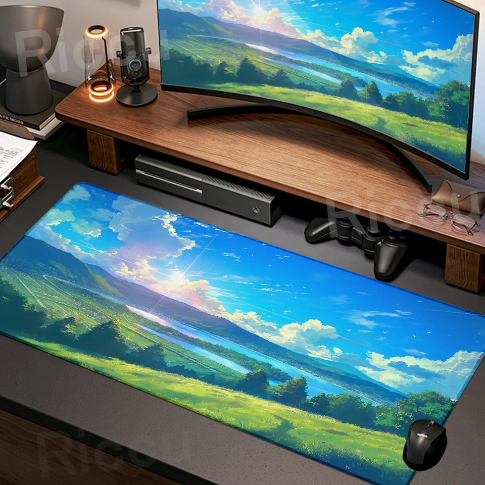 Japonsko Anime zelená prírodná scenéria myš Mouse Pad Office notebook non sýhla klávesnica myš na počítačový herný stôl Rat