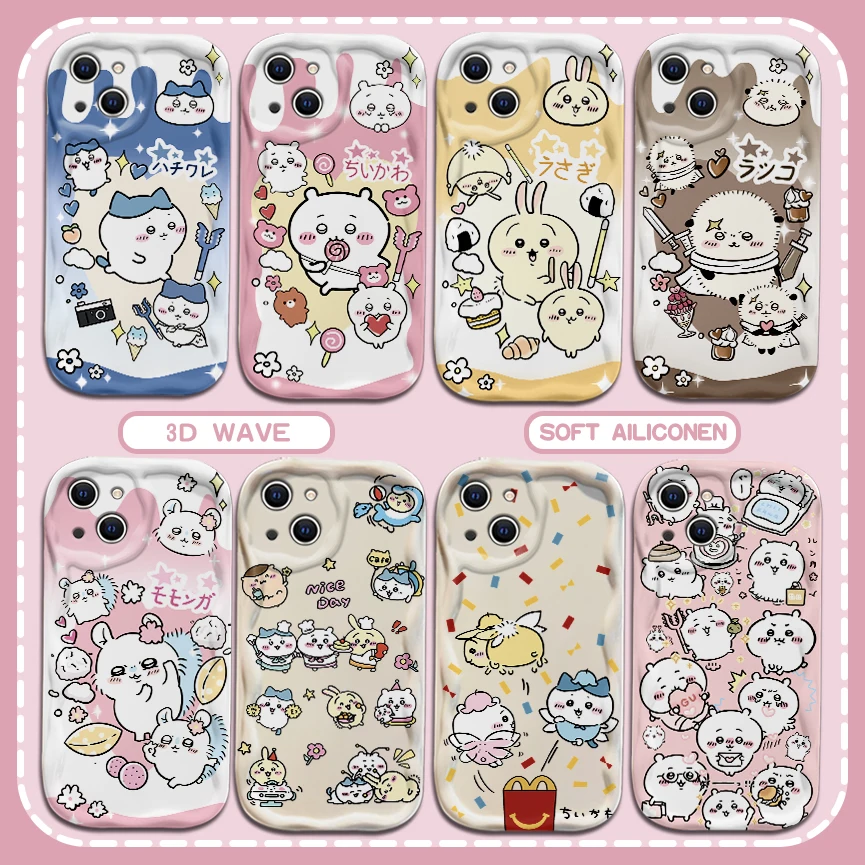 Japonsko Comics Cute Chiikawas 3D Wave Case pre Samsung A73 A72 A71 A55 A54 A53 A35 A34 A33 A25 A24 A23 A15 A14 A13 A13 A05 A04 4G 5G 5G 5G 5G