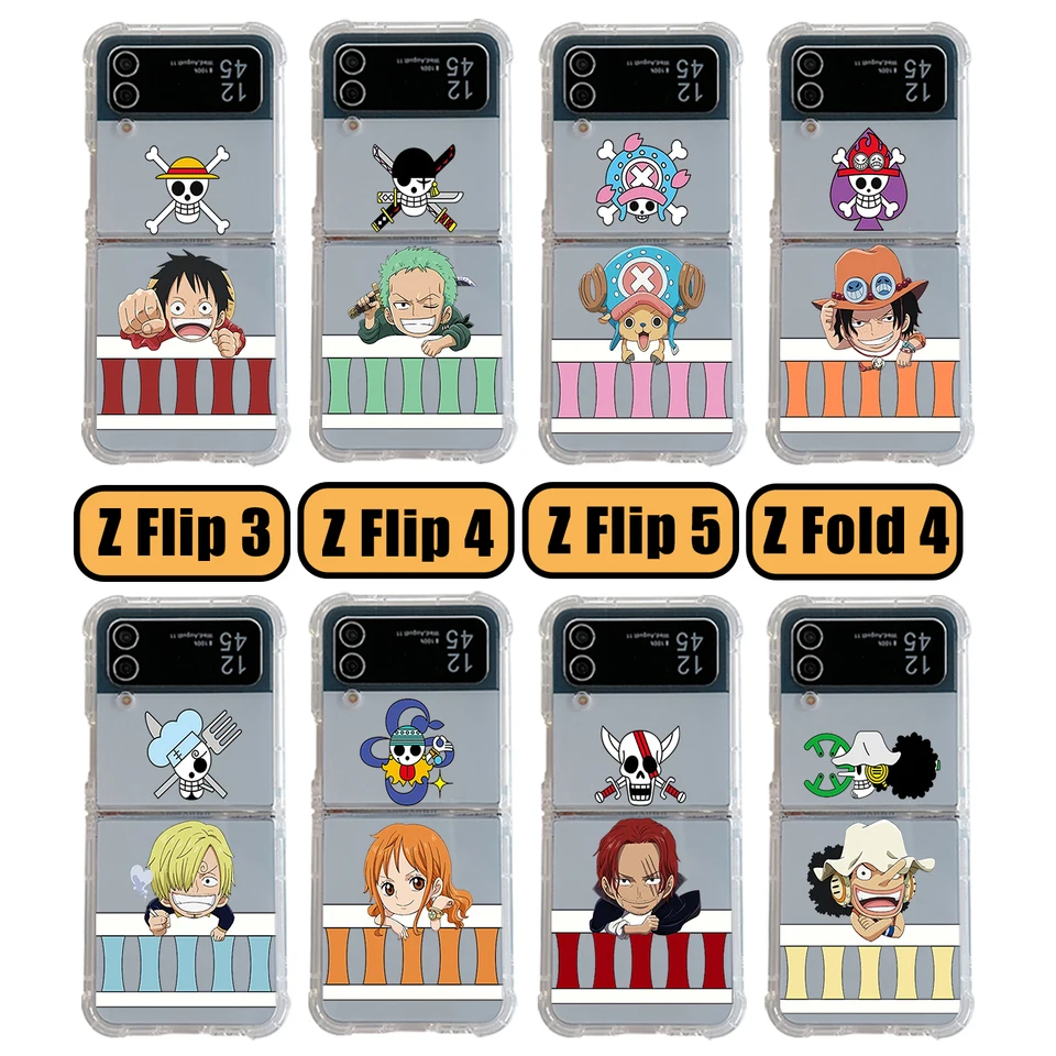 Japonsko Hot Anime Telefon Puzdro pre Samsung Galaxy Z Flip 3 4 Z Flip 5 Z Fold 4 5G PC Soft O-One P-Piece Anti-Fall Zadný kryt