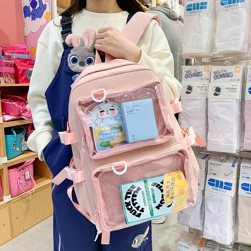 Japonsko Kawaii Itabag Ženy Nové 2024 Transparentné batoh ženy Veľká kapacita ITA Backpack School tašky pre vysokoškolského študenta JK
