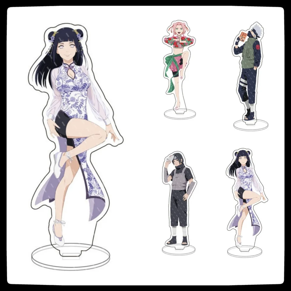 Japonsko Naruto akrylový stánok Shippuden Uchiha Sasuke Sakura Desktop Deskorácia Doll Anime postava Postava vianočný darček 15 cm