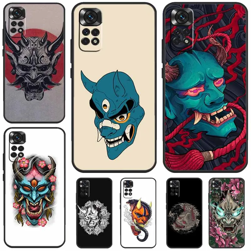 Japonsko Oni Hannya Demon Mask Case pre Xiaomi Redmi Note 12 9 10 11 13 Pro Plus 9s 10s 11s 12s Redmi 12 10c 12c 13c