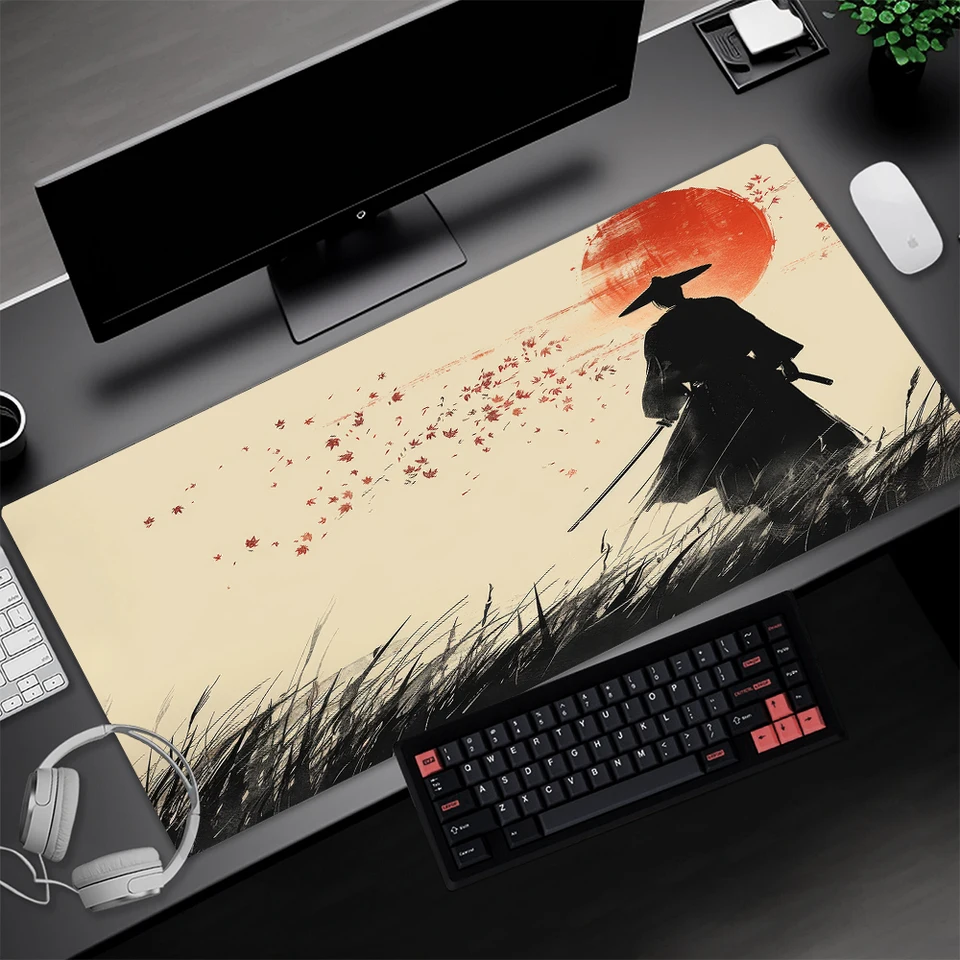 Japonsko Samurai Mouse Pad Čierny hráč MousePad Nastavenie hazardných príslušenstie