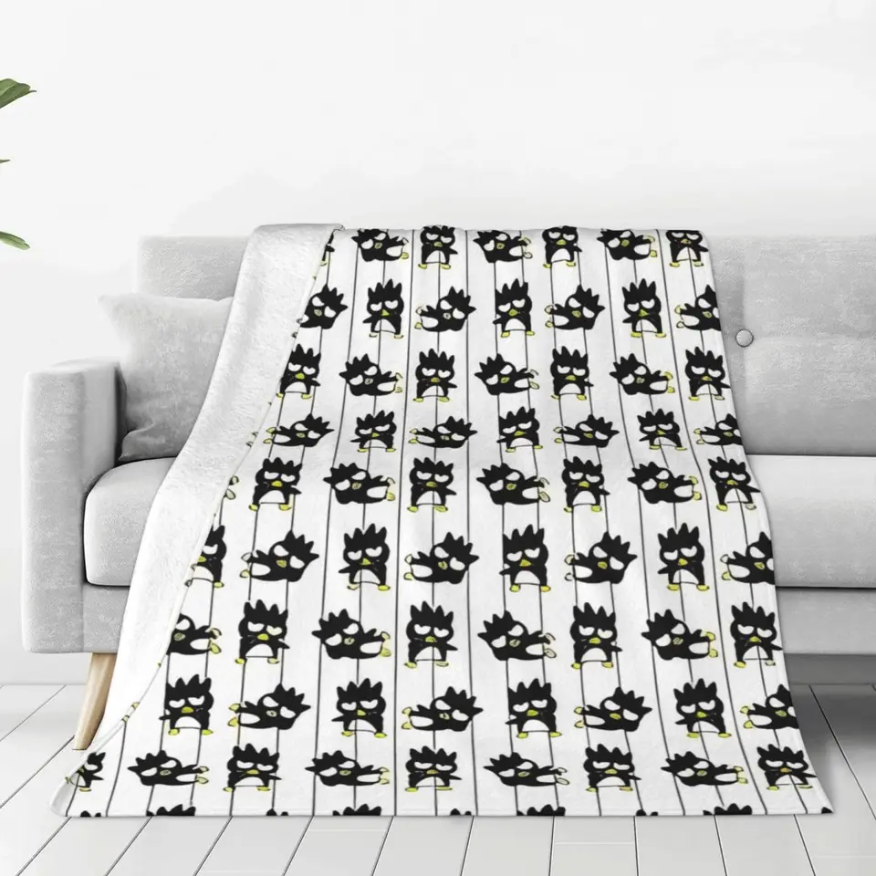 Japonsko Sanrio Bad Badtz Maru Plyšová prikrývka Kids Flanel Hrot prikrývka pre gaučovú stoličku pohovku posteľ super teplá kvalita Bedspread